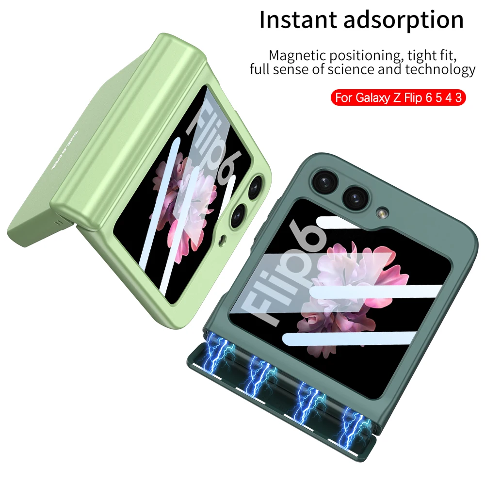 Etui na Samsung Galaxy Z Flip 7 6 5 4 Flip7FE 5G z magnetycznym zapięciem, ochrona zawiasu, szkło na ekran zewnętrzny, matowe, odporne na wstrząsy, twarda obudowa — zdjęcie produktu 3