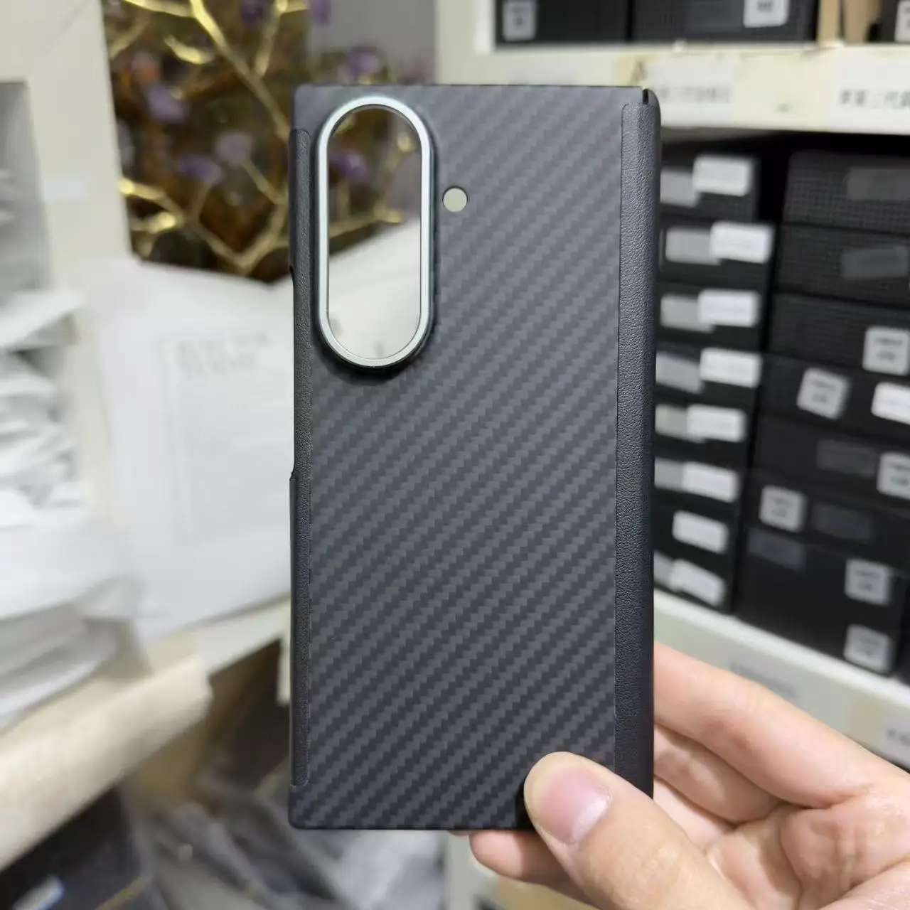600D For Samsung Z Trifold Fold 7 for Magsafe Carbon Kevlar Aramid Fiber Fabric Ultra Thin Case Central Axis Magnetic Absorption