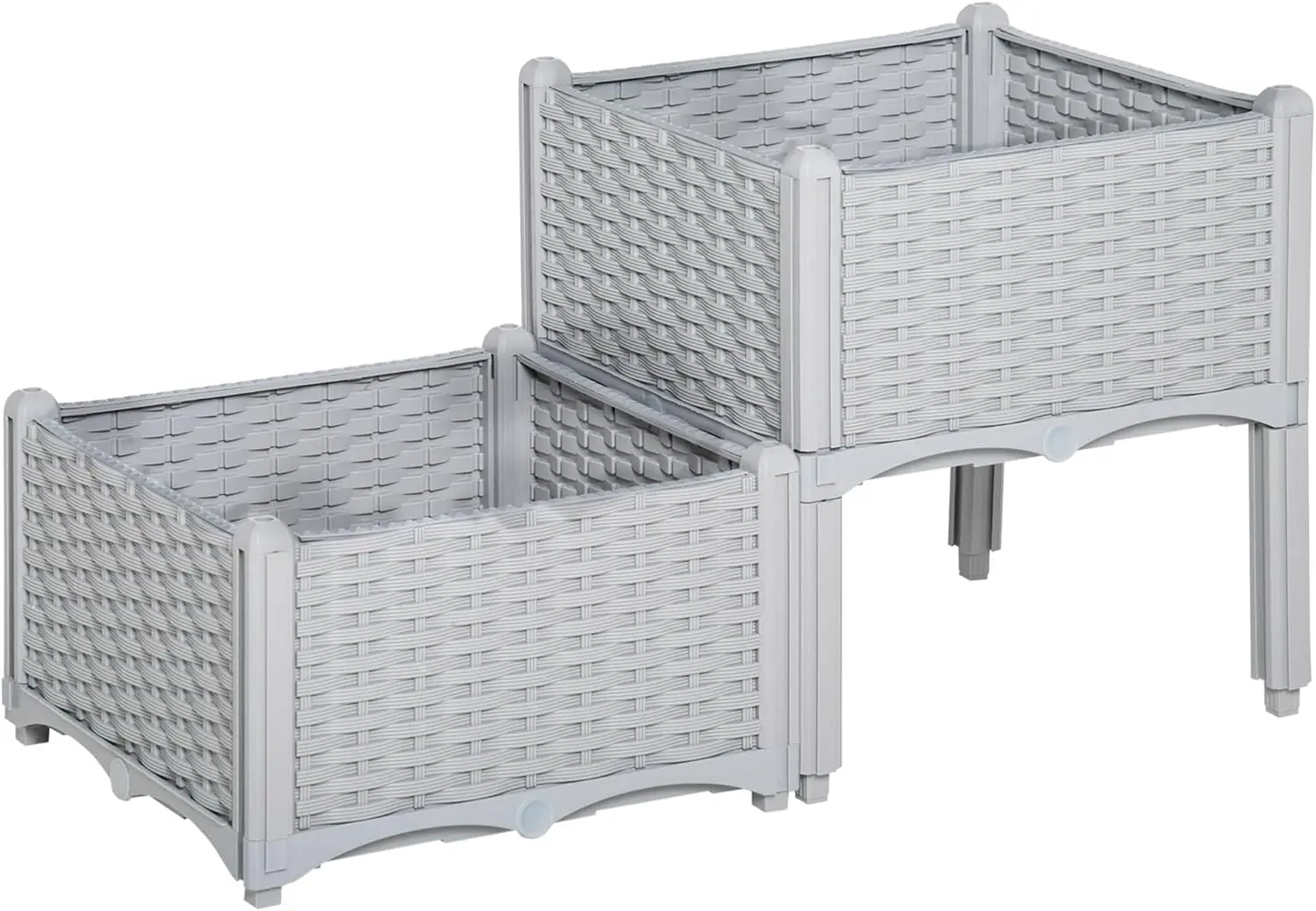 

2 Piece Raised Garden Bed with Legs, Planter Box Raised Bed to Grow Flowers, Herbs & Vegetables, Gray