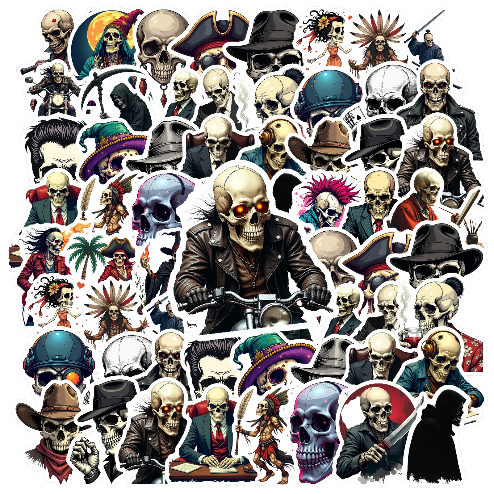 35pcs-70pcs Punk Gothic Stickers Gothic Skull Funny Stickers Stationery Stickers For Guitar DIY Bicycle Skateboard Laptop