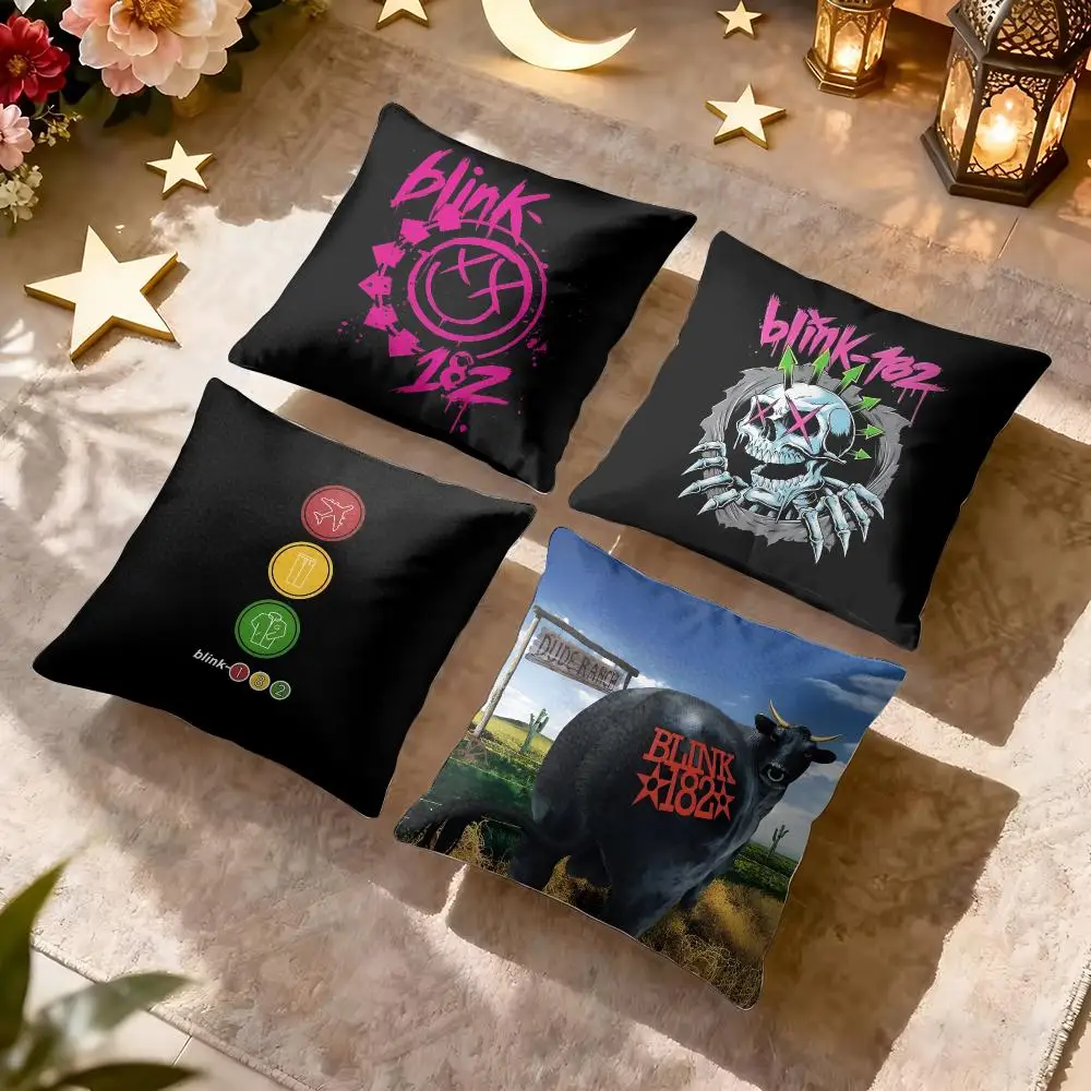 Classic Band B-Blink 182 Cushion Cover Soft Plush Fabric Double-Sided Printed Pillowcase for All Seasons Home Decor