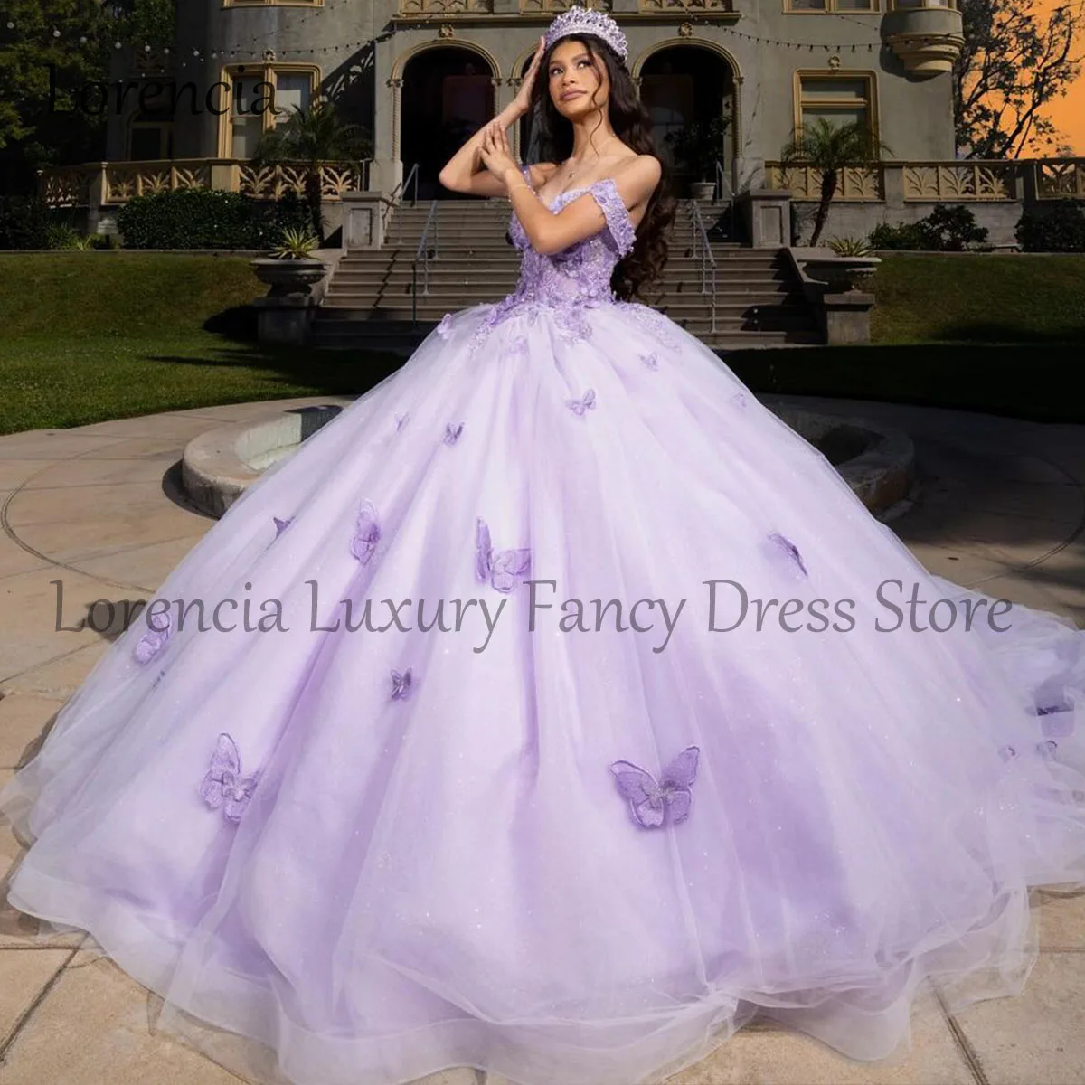 Vestido Formal De quinceañera para mujer, traje De baile con escote Corazón, hombros descubiertos, flores 3D, apliques De cuentas, encaje, 15 Años, 2024