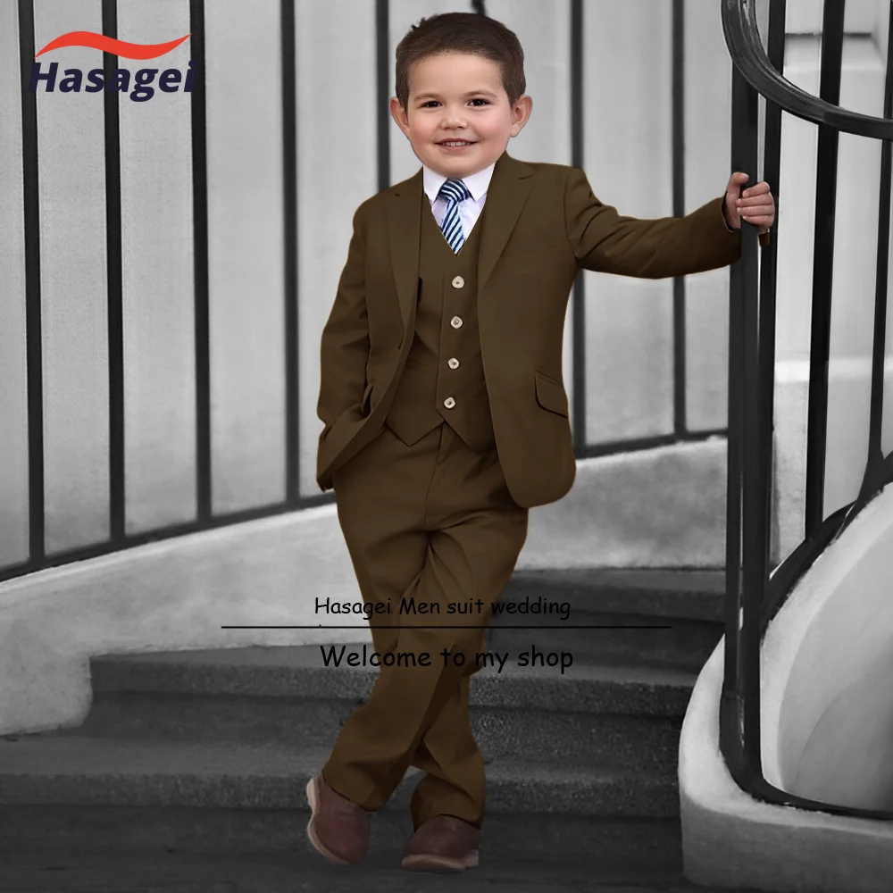 Blue Suit for Boys Wedding Tuxedo 3 Piece Set Kids Formal Jacket Pants Vest Custom Size Fashion Party Dress