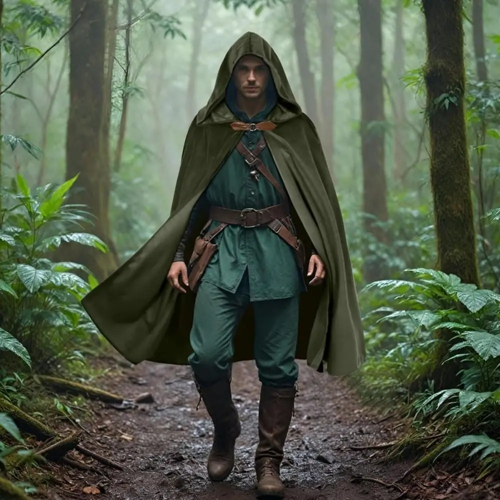 

Solid Color Velvet Hooded Cloak Thickened Vintage Winter Warmth Shawl Soft Medieval Renaissance Style Cape For Women Man Unisex
