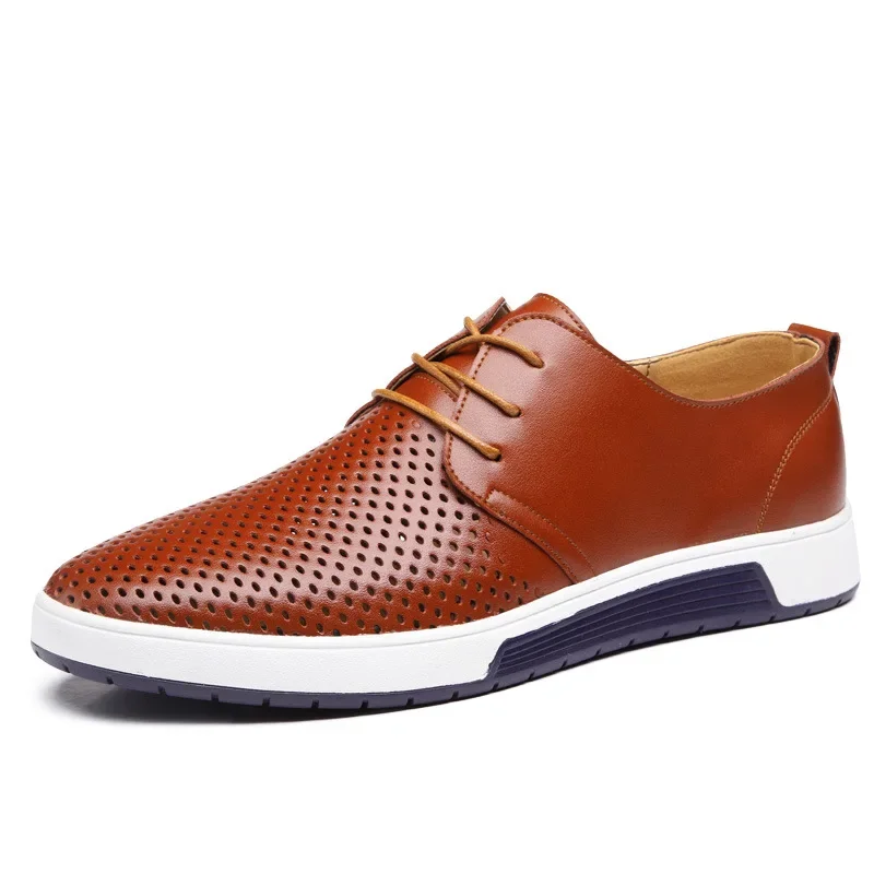 CuddlyIIPanda Plus Size 38-48 Men Leather Casual Shoes 18 Types Large Size Sneakers Breathable British Style Dress Shoes