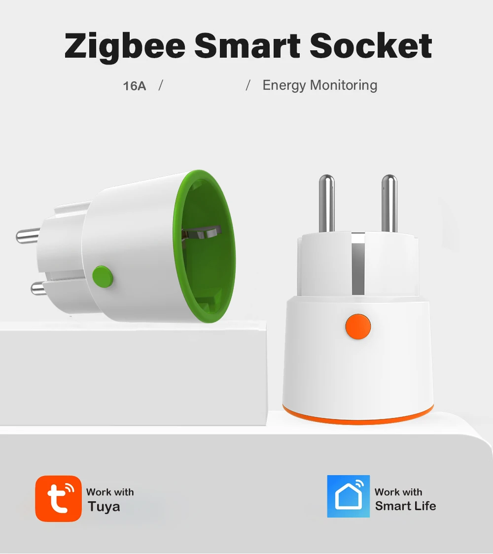 Tuya Smart Zigbee 3,0 Netzstecker 16A EU Steckdose 3680W Meter Fernbedienung Arbeit Mit Alexa Und Tuya Hub – Detail 1