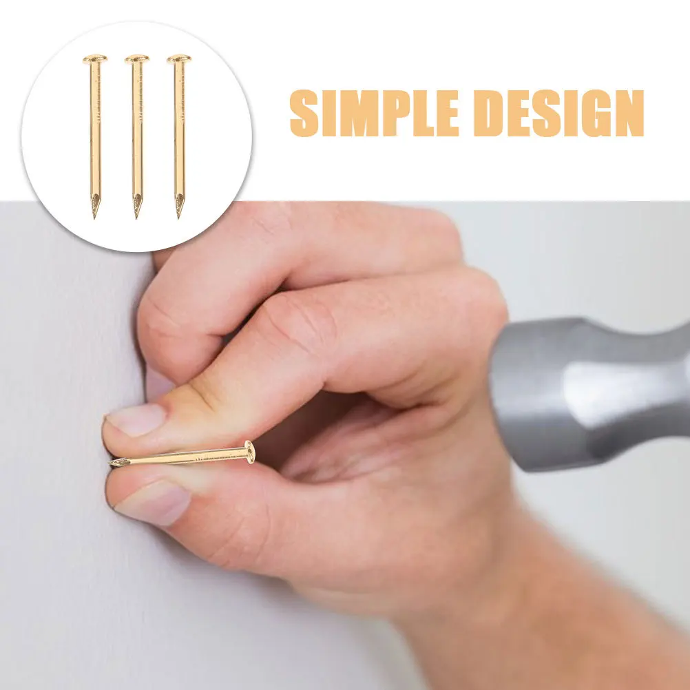 

200Pcs Copper Nails Round Head Furniture Fixing Nails for Hanging Pictures DIY Crafts Home Use Copper Hanging Nail