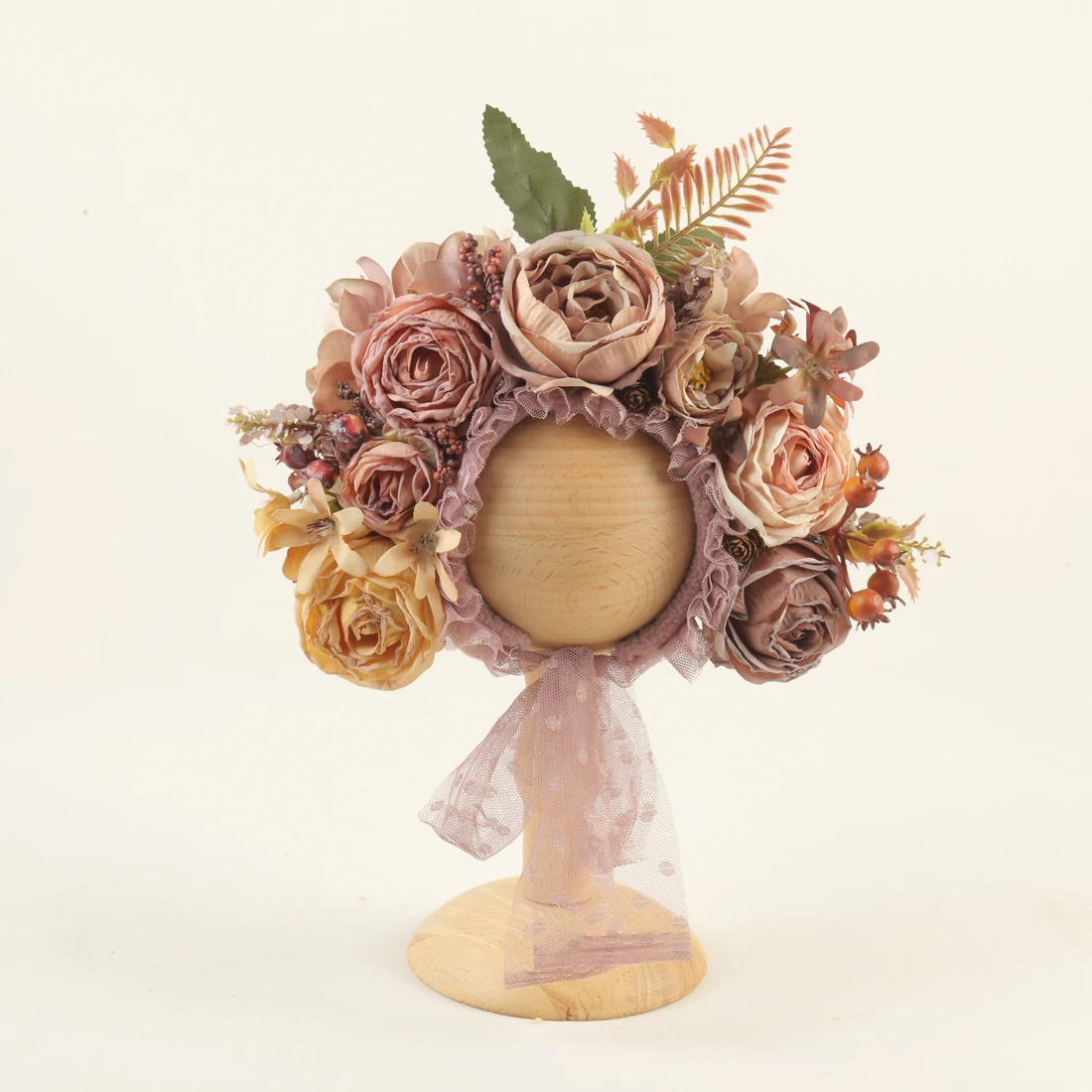 

Vintage Baby Floral Bonnet Newborn Photography Props Spring Colourful Flower Hat Photo Props