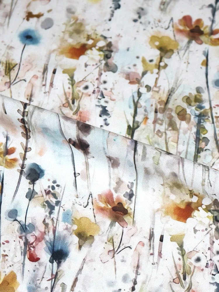 Summer Rayon Printed Fabric Per Meter for Needlework Pajamas Dress Skirt T-shirt Pants Diy Sewing Thin Soft Smooth Cloth Floral