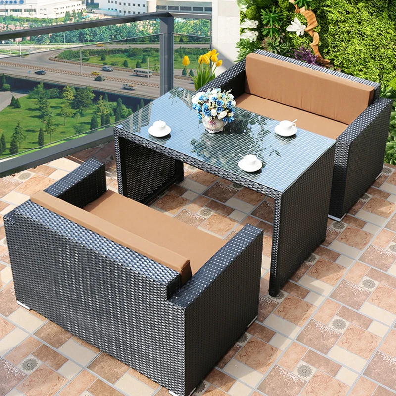 Outdoor courtyard small apartment Nordic rattan sofa combination