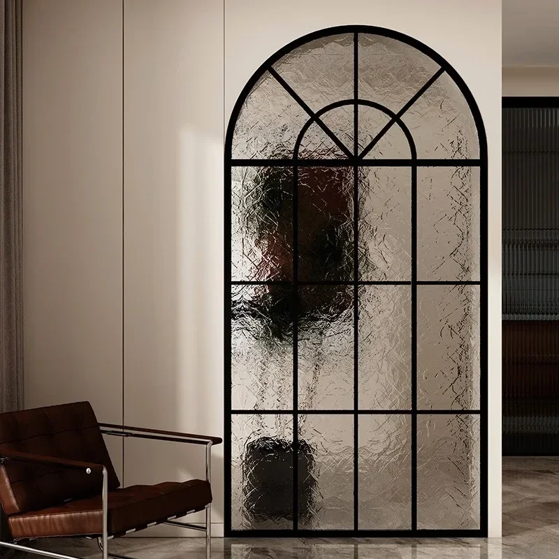 American glass screen partition, French home wrought iron retro arch decoration