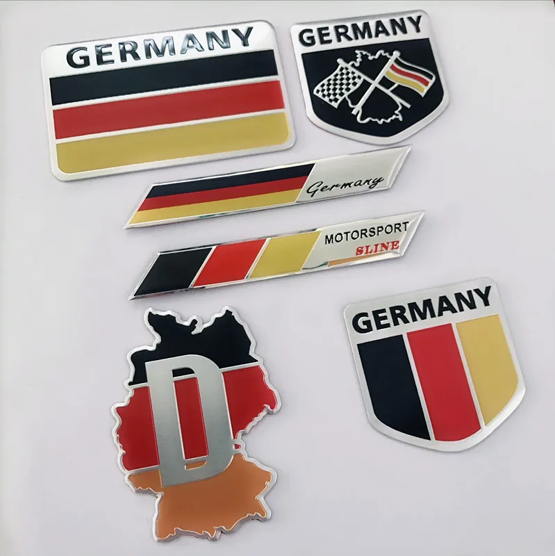 German Flag Car Decal, Metal 3D Aluminum Alloy Car Sticker Set, 3D Car Emblem and Badge