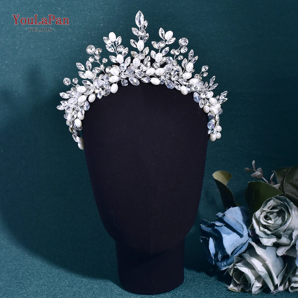 

Youlapan Luxury Bridal Pearl Head Hoop Wedding Headpiece Women Crown Banquet Party Hair Accessories Handmade Headdress HP821