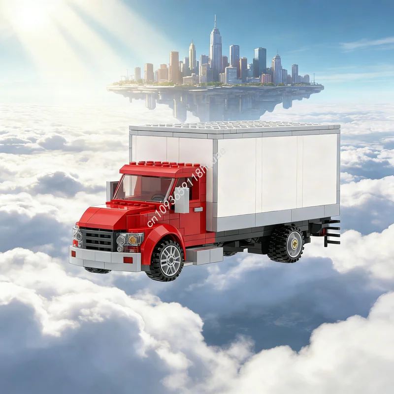 ตัวต่อ MOC รถบรรทุกอเมริกัน 349 ชิ้น แบบจำลองเมือง ของขวัญคริสต์มาส ของเล่นสถาปัตยกรรม DIY ไอเดียสร้างสรรค์เพื่อการศึกษา