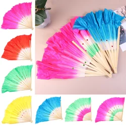 1PC 30cm Chinese Short Bellydance Fan Bamboo+10/20cm Half Circle SilkVeil Pairs Yangko Belly Dancing Fan Hand Dye Adults