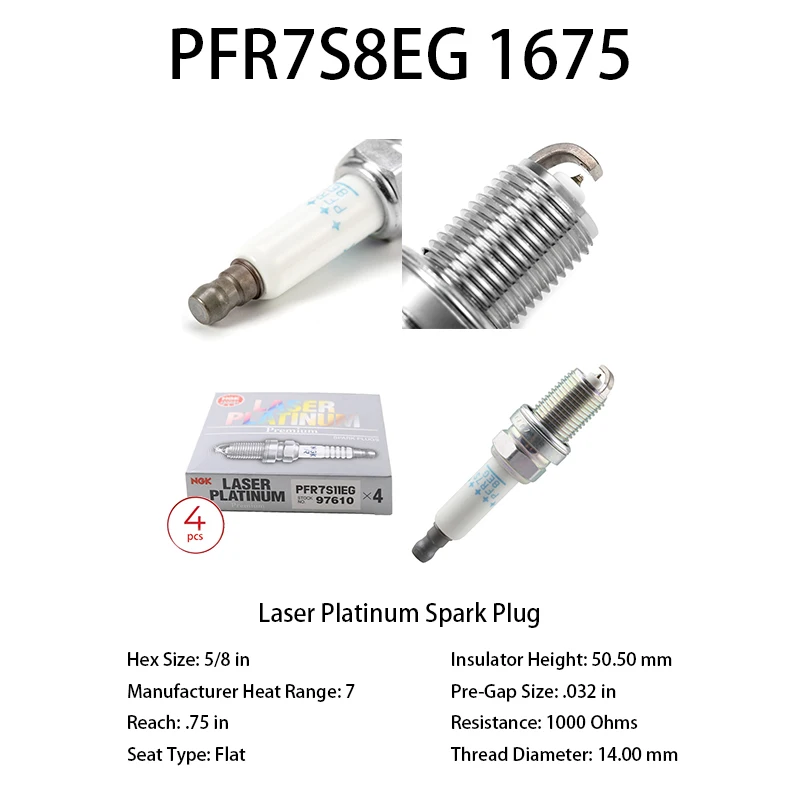 4pcs Original Platinum Spark Plug PFR7S8EG 1675 Suitable For Golf VI SCIROCCO TIGUAN PASSAT CC B6  OEM 06H905601A 101905631H