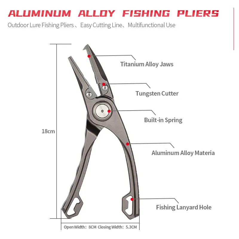 Multitool Needle Nose Fishing Pliers Aluminium Alloy Material Anti-rust Fish Holder Tackle Tool with Leather Sheath