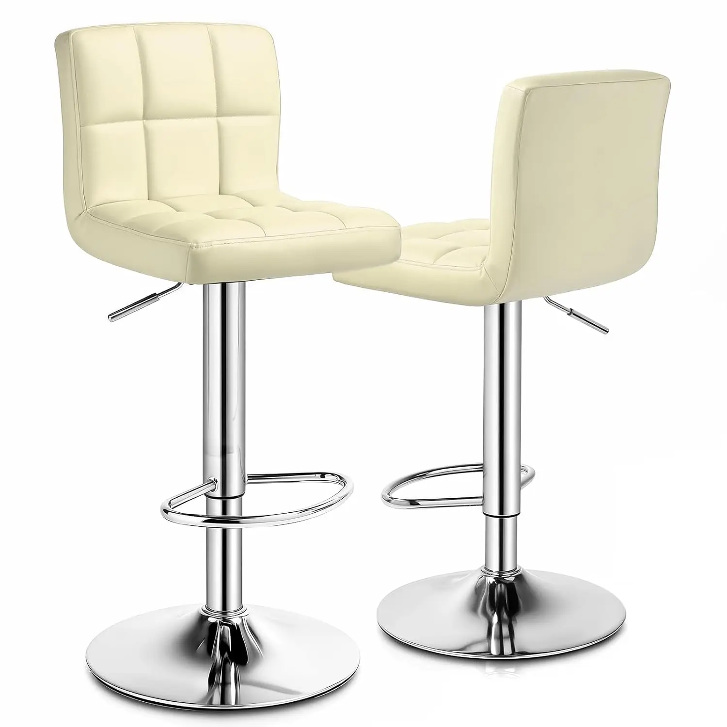 

Набор из 2 барных стульев, барные стулья из искусственной кожи, регулируемые поворотные барные стулья без подлокотников с высокой спинкой для домашней кухни