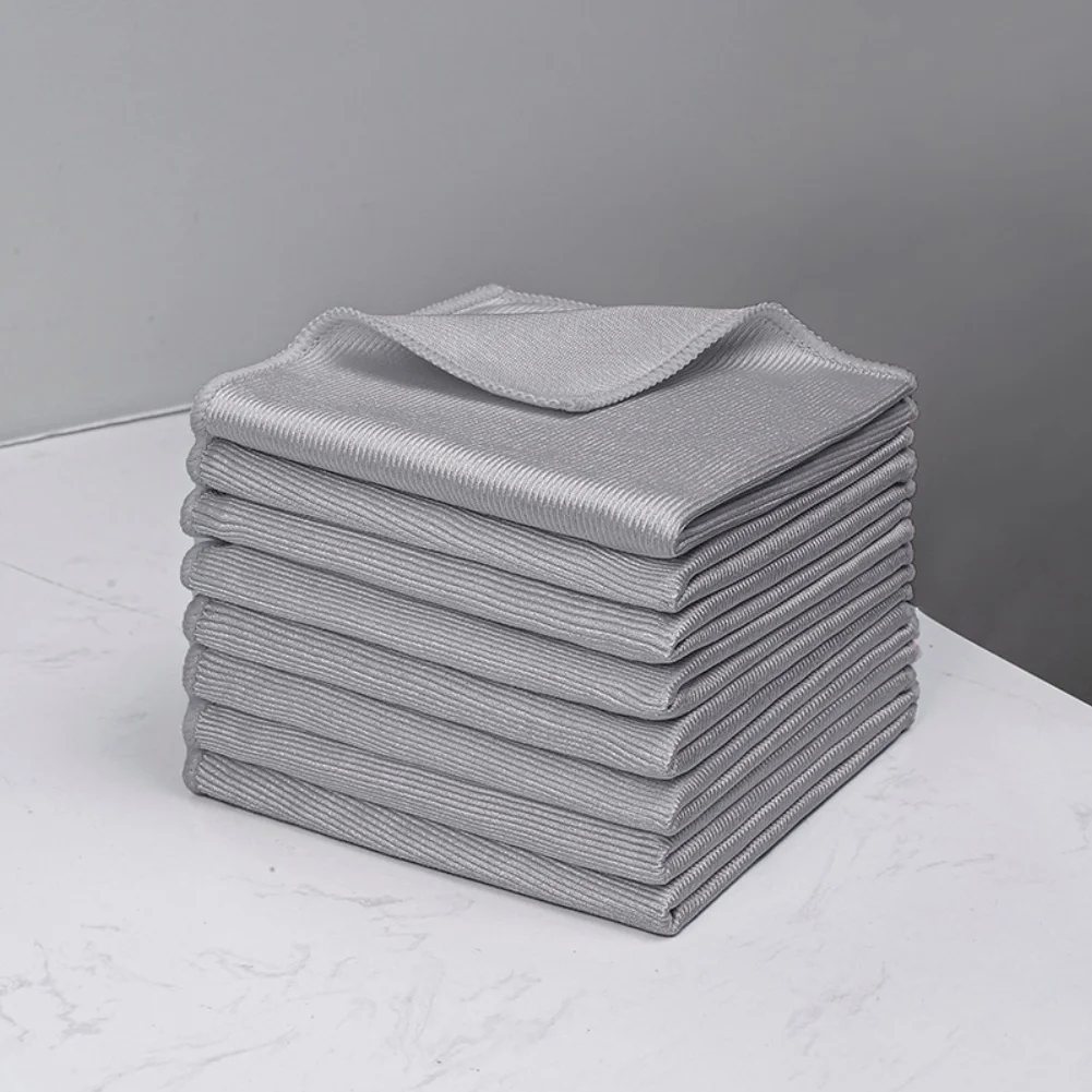 8pcs 40x40cm Mirror Cleaning Cloths Thickened Lint Free Superfine Fiber for Windows Glass Kitchen Cabinets Tableware