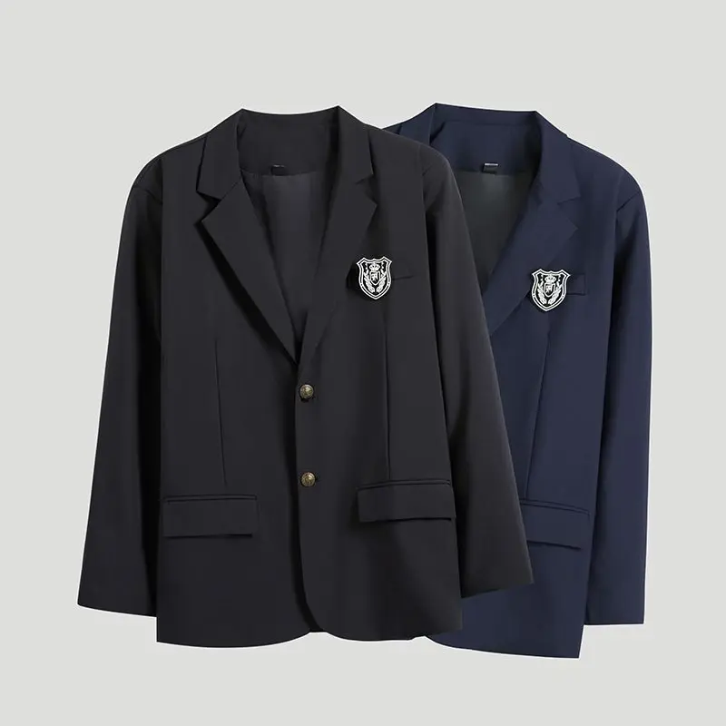 

Мужской костюм свободного кроя: пиджак и брюки, модный городской стиль, из полиэфирного волокна, молодежный повседневный комплект для осеннего сезона