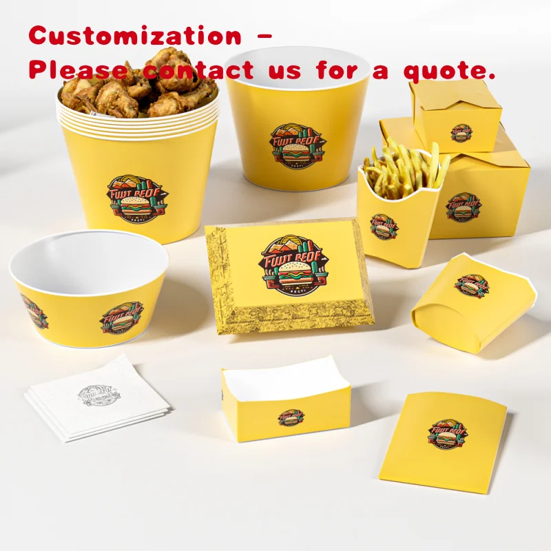 custom.LOKYO Take Out Disposable French Fries Burger Pizza Boxes Food Grade Fast Food Packaging Set Series