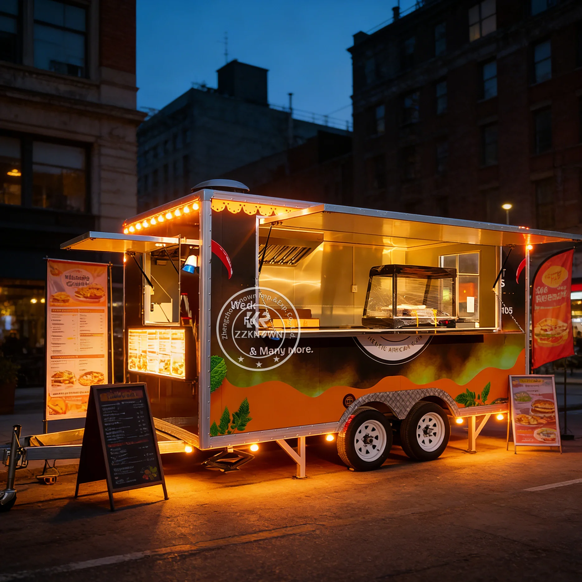 

Mobile Pizza Burger Trailer Food Cart Outdoor Grill Trailer Street Vending Truck Mobile Kitchen Food Trailer for Street Vending