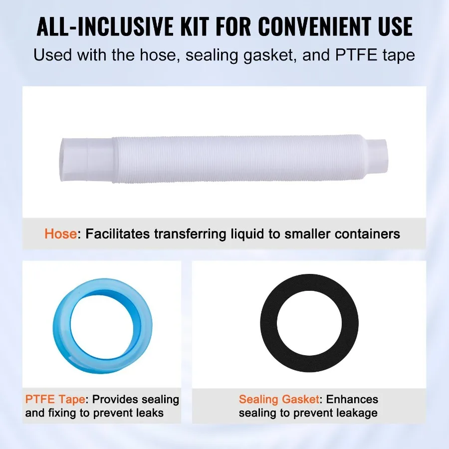 Bomba de tambor 9,5 oz. Bomba de barril de acción por palanca de carrera que se adapta a tambores de 555 galones con manguera de montaje de tubo de succión de 3 secciones Ópera manual