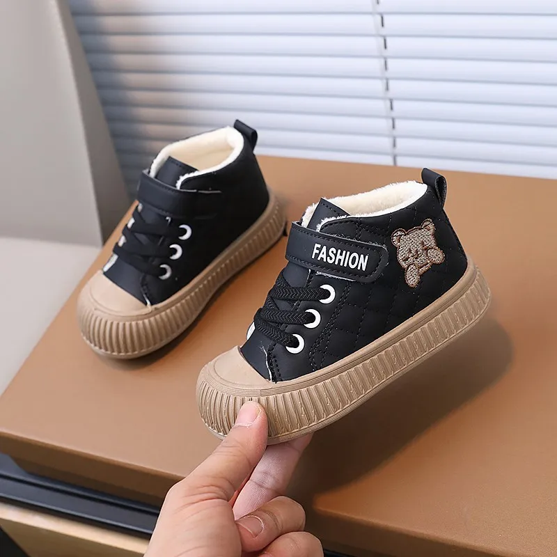 Kids Casual Shoes High-top Skate Sneakers for Boys Girls Cartoon Fashion Thermal Warm Cotton Inside Soft Outsole Classic 22-33