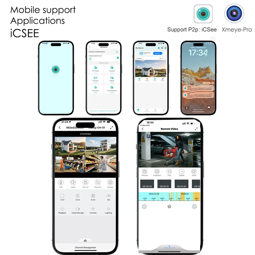 10CH 4K NVR 8MP H.265 Compression Face Human Detection XMEye Pro Mobile Surveillance