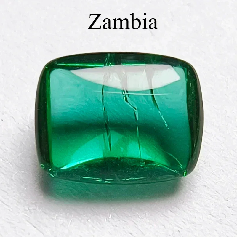 Wholesale Lab Grown Zambian Emeralds Hydrothermal Rectangle Cushion Smooth Surface  with Cracks Inclusions Selectable AGL Certif