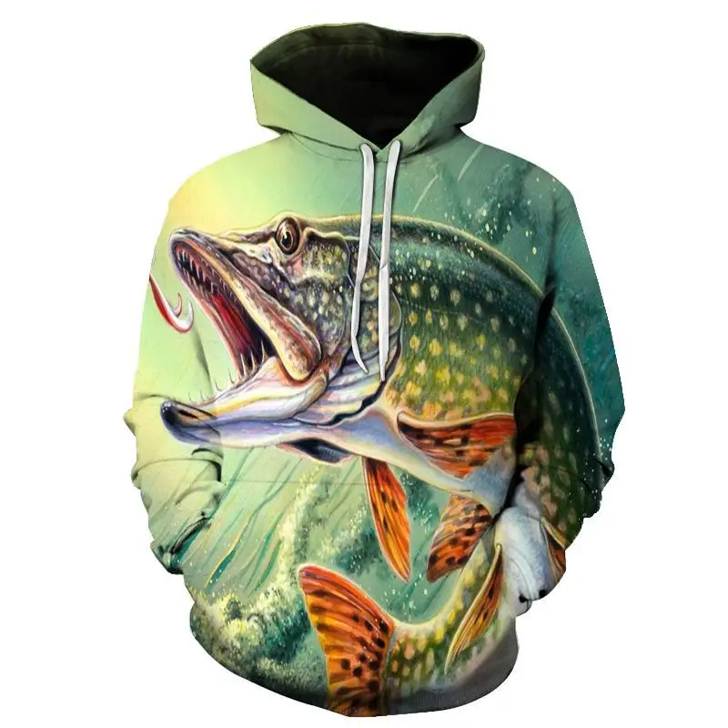 Frühling und Herbst Mode Angeln Männer Hoodie 3D-Druck Outdoor Karpfen lässig Sweatshirt lustige Hoodies Männer übergroß