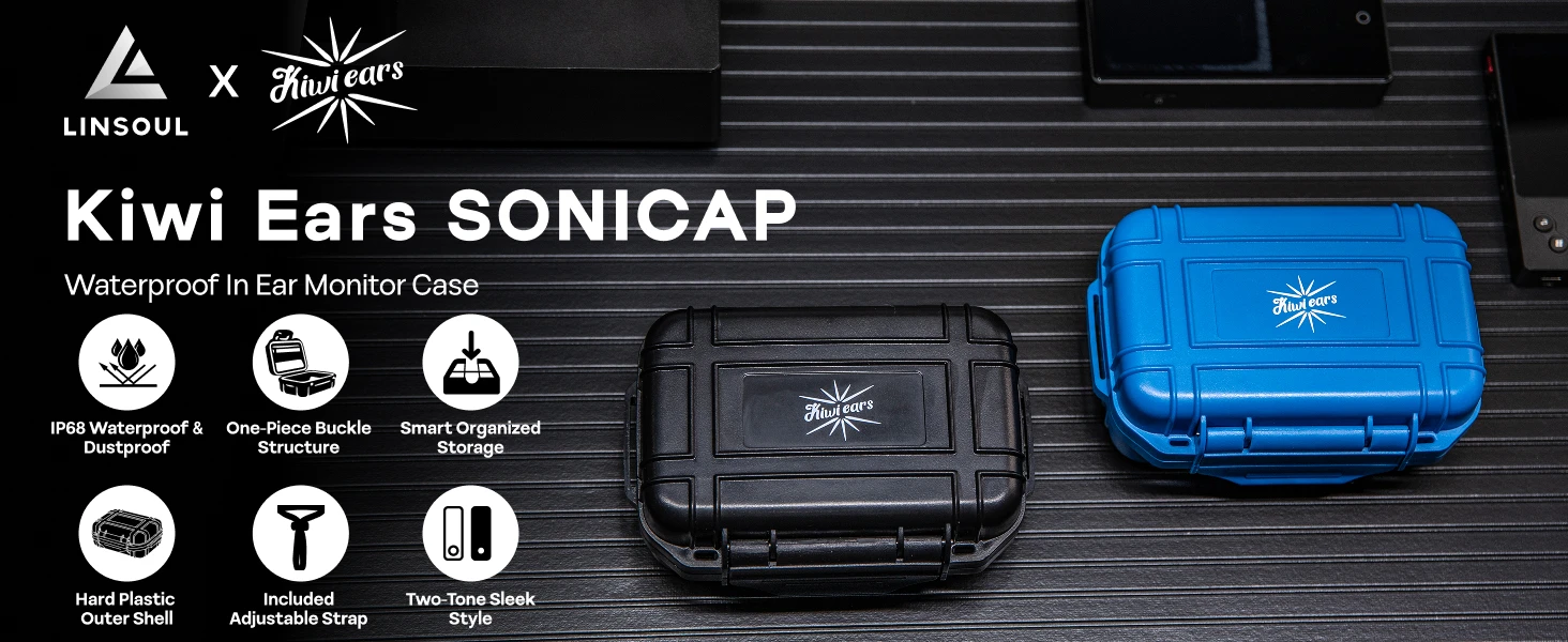 KIWI EARS SONICAP Wasserdichte Ohrhörer-Hülle, harte schützende IEM-Aufbewahrungsbox mit EVA-Futter, harte Tragetasche für Kopfhörer – Detail 1