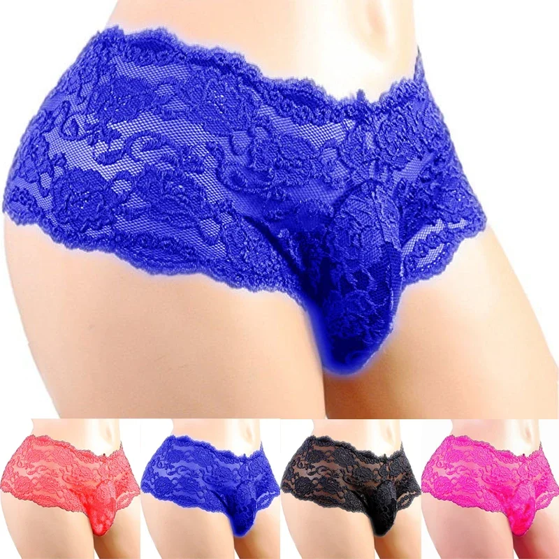 Sexy Lingerie Sexy Panties Men\'s Underwear Plus Siz Lace Sissy Male Breathable Jockstrap Briefs G-String Thongs Porno Underpants