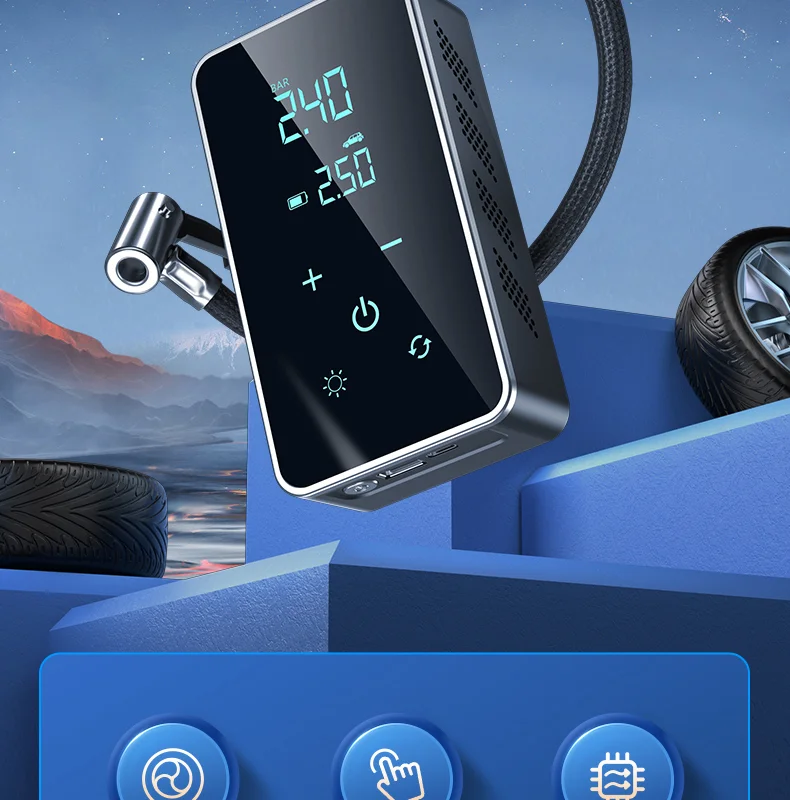 Drahtlose Luftpumpe 150psi Touchscreen Tragbare Elektrische Reifen Inflator Für Auto Fahrrad Motorrad Mini Luft Kompressor Injektor – Detail 2