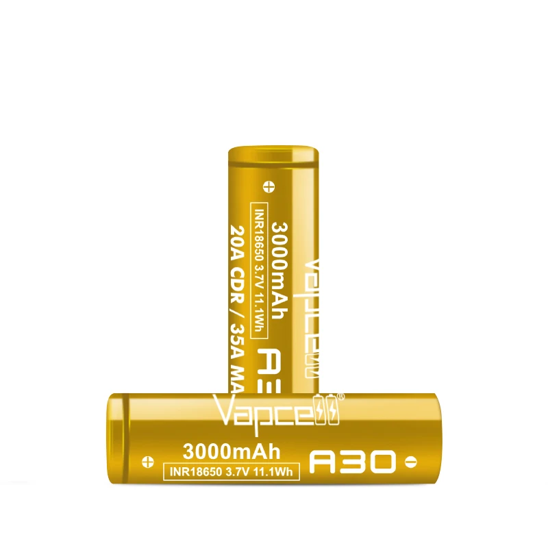 New Release Vapcell A30 18650 Battery 3000mah Real Capacity INR18650 3.7V 35A Rechargable Batteries For Battery Packing Cell