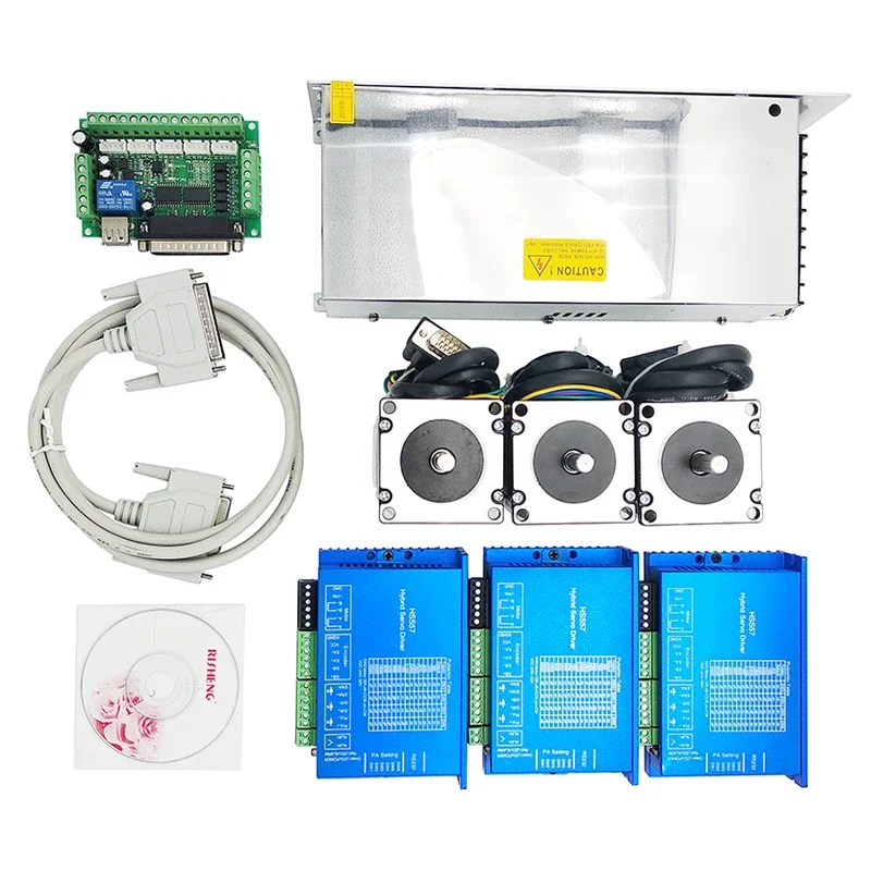 3 Axis 2N.m Nema23 CNC Kit Servo Encoder Motors Nema 23 Closed Loop Stepper Motor With Driver Controller Kit