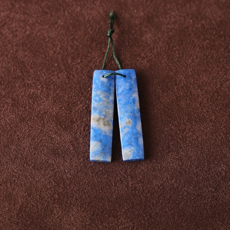 

Natural Stone Lapis Lazuli Front Drilled Earring Beads 38x9x4mm Rectangle Shape 6.2g Fashion DIY Jewelry Accessories