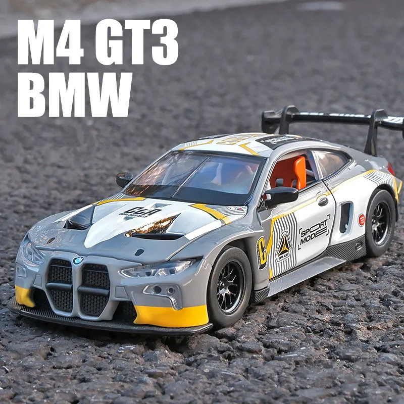 BMW 3,0 CSL-coche de carreras de aleación, vehículo de juguete de Metal fundido a presión, simulación de sonido y luz, Colección, regalo para niños, 1:34