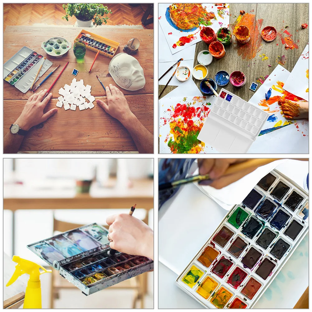 

75Pcs Watercolor Half Pans Plastic Empty Paint Pans DIY Storage Palette for Watercolor Acrylic Oil Painting Drawing Supplies