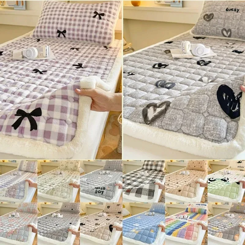 

Thick Milk Velvet Mattress with Added Velvet for Winter Warmth Washable Mattress Protective Cover Soft Mattress Multiple Sizes