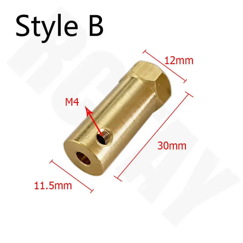 Hexagonal Brass Coupling Motor Conector com Parafusos Chave Modelo, Carro Rodas Pneus Eixo, 2mm, 3mm, 3mm, 4mm, 5mm, 6mm, 7mm, 8mm