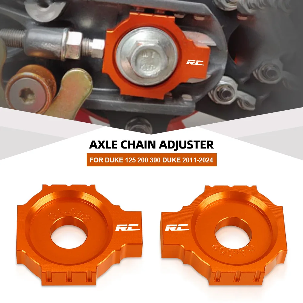 

For Duke 125 200 390 Duke 2011-2024 Motorcycle Rear Fork Chain Adjuster Regulator Sliders Axle Block Tensioner RC125 RC200 RC390