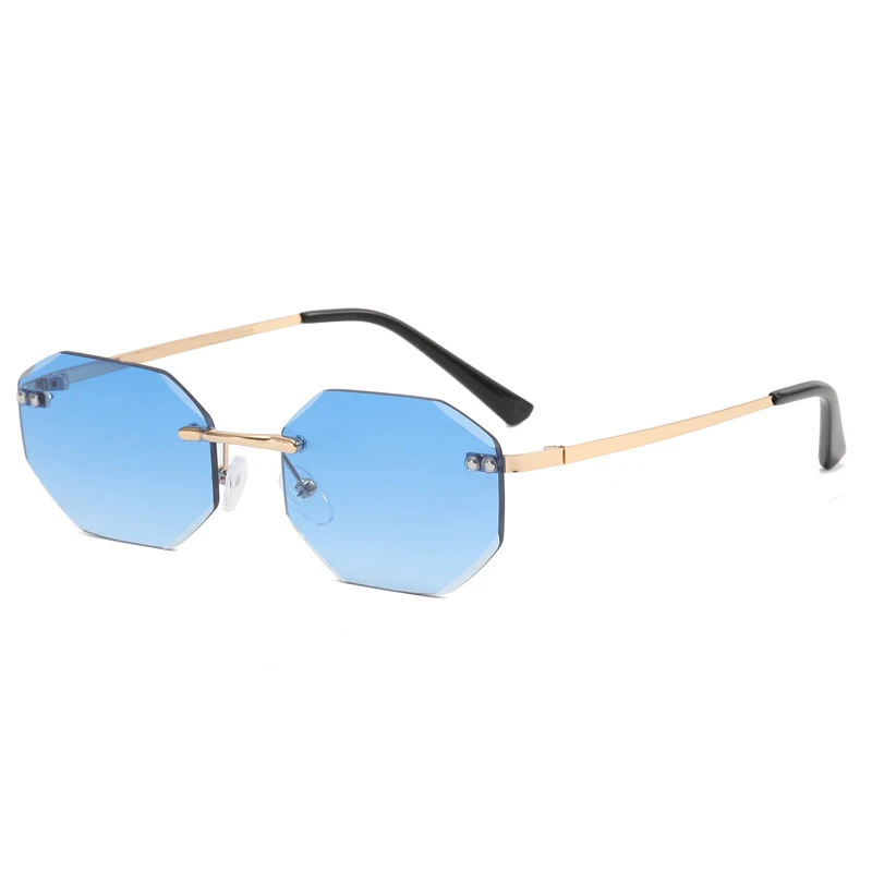 New high value rimless polygonal trend personality sunglasses for men and women can be senior sense of pull full