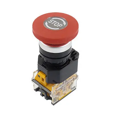 NO NC Red Mushroom Self Lock Emergency Stop Push Button Switch 22mm 415V 10A