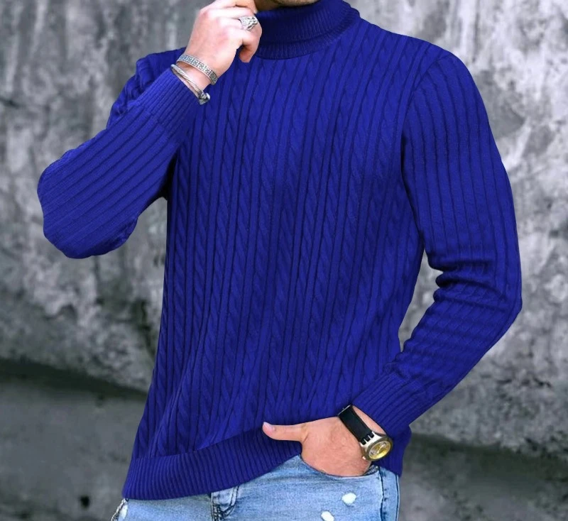 Autumn and Winter 2026 High Collar Long Sleeve Men's Fried Dough Twists Sweater Bottoming