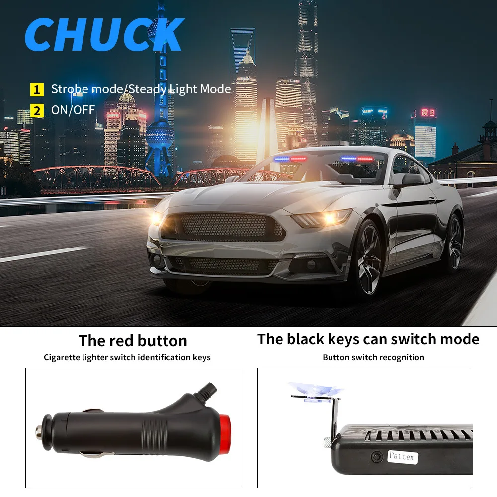 New high-lights S3 8LED Car LED front stop suction cup burst flash shovel light Open lane light strobe lights