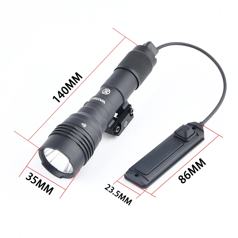 WADSN Tactical HL-X White LED Hunting Scout Light HighPower 900lm Metalowa latarka z podwójną funkcją Naciśnij przełącznik Pasuje do szyny 20MM