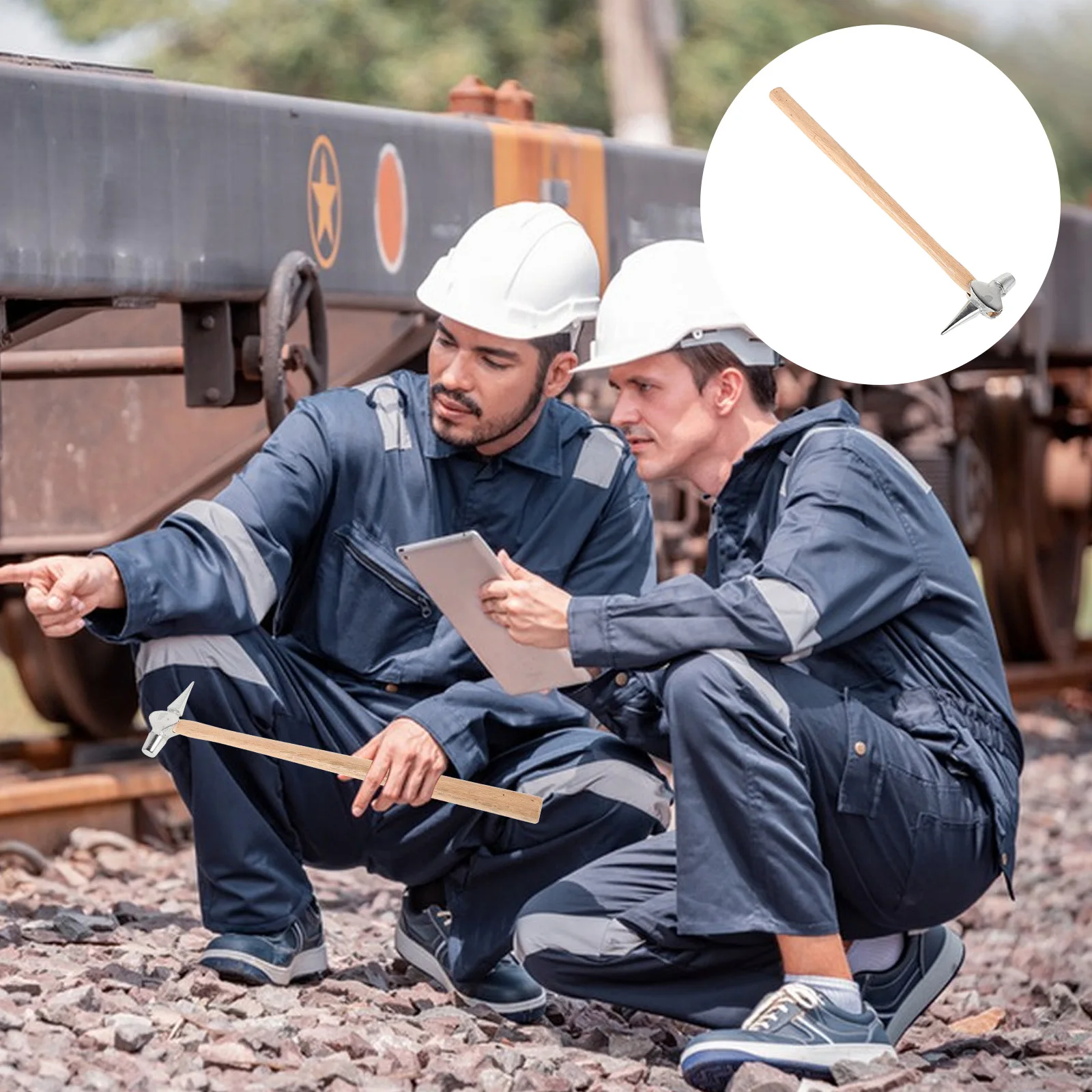 

Professional Railway Inspection Durable Steel Wood Lightweight Portable Ergonomic Handle Pointed Tip Ships Locomotives Repairs