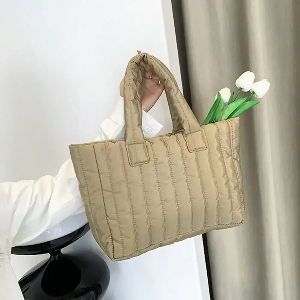 CDB moda donna ragazze borsa a tracolla imbottita in cotone di grande capacità borse Casual a righe Hobo