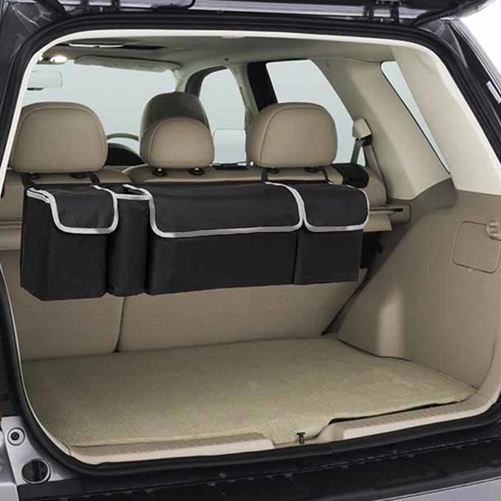 Car Trunk Organizer with 4 Pockets Back Seat Car Trunk Hanging Bag Large Capacity Storage Box Case Auto Interior Stowing Tidying